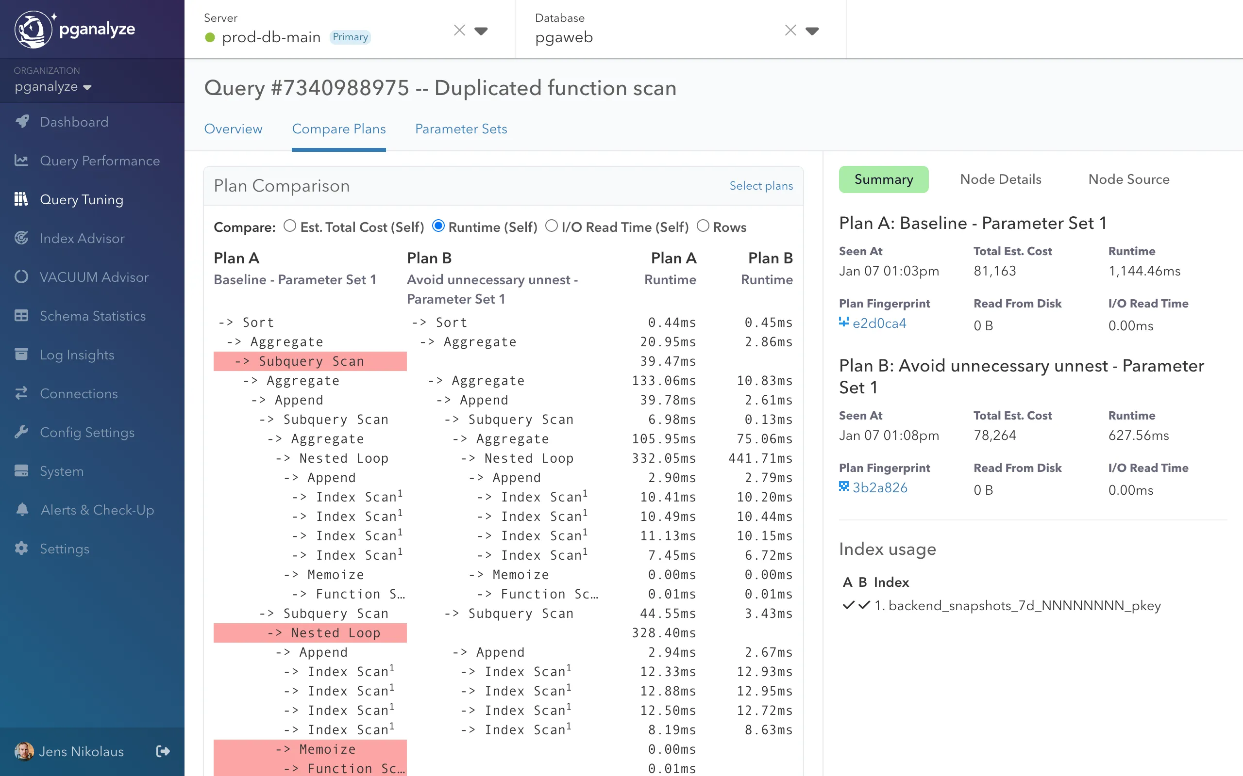 Screenshot of Compare Plans