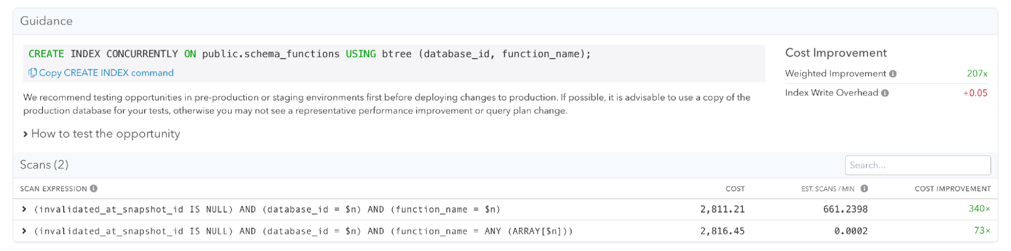 Aggregating table scans with the pganalyze Index Advisor