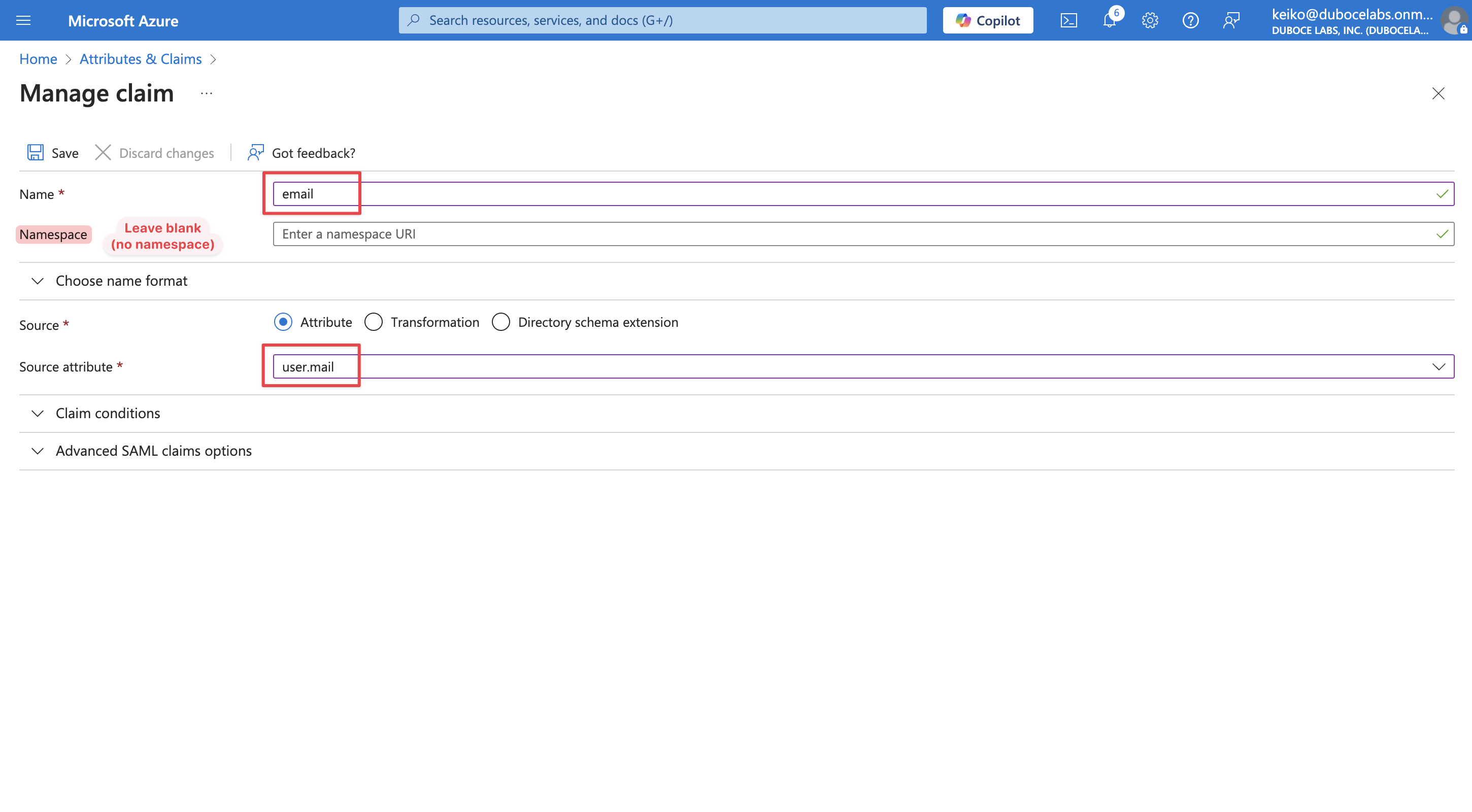 Screenshot of Manage claim