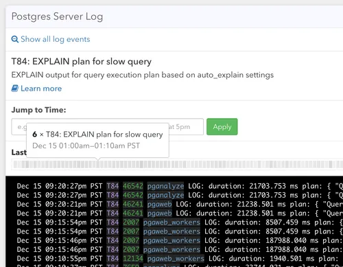 Log Insights support for auto_explain