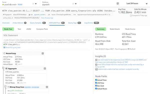 Screenshot of EXPLAIN Plans feature