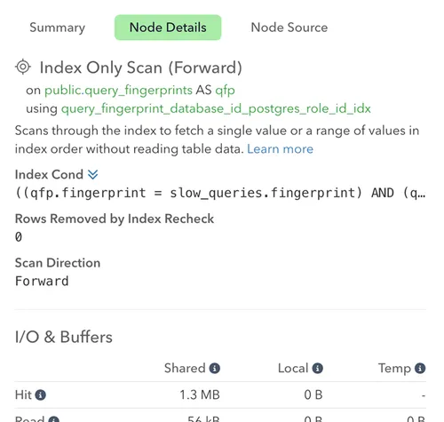 Screenshot of schema references in an EXPLAIN plan