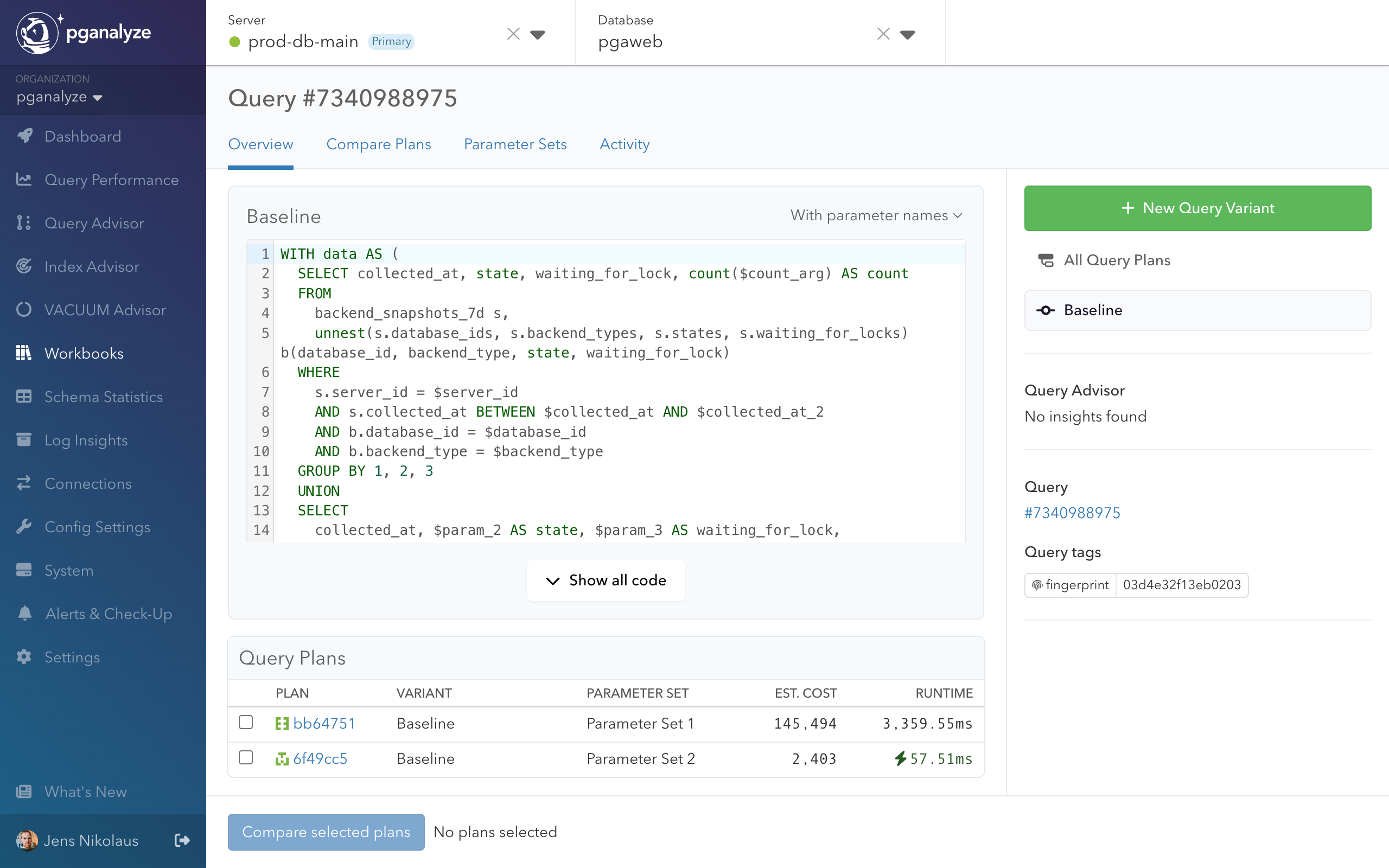 Screenshot of Workbook overview