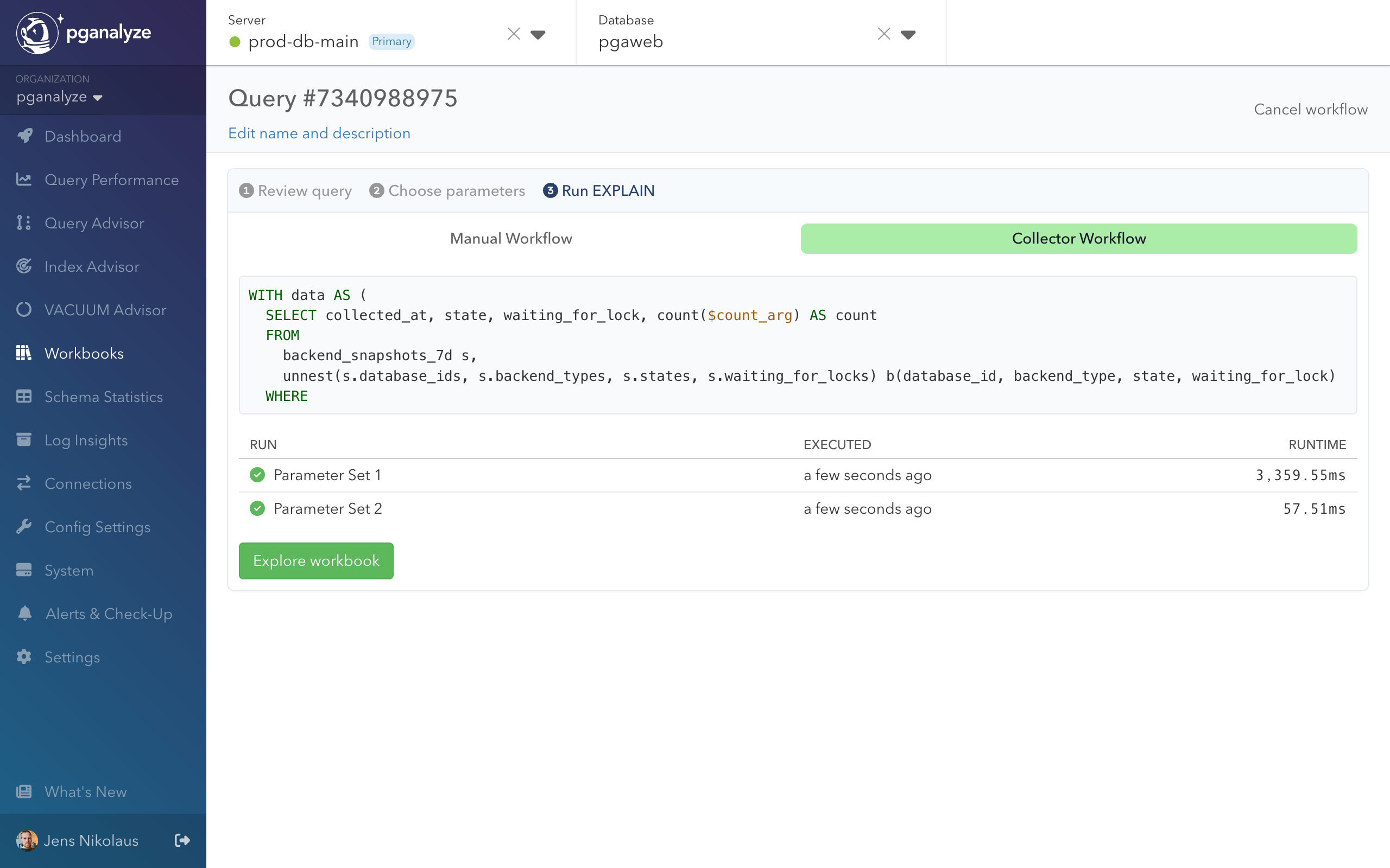 Screenshot of Step 3 "Run EXPLAIN" in new workbook
