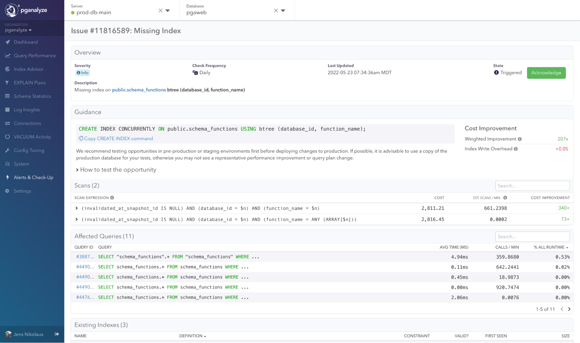 Aggregating table scans with the pganalyze Index Advisor