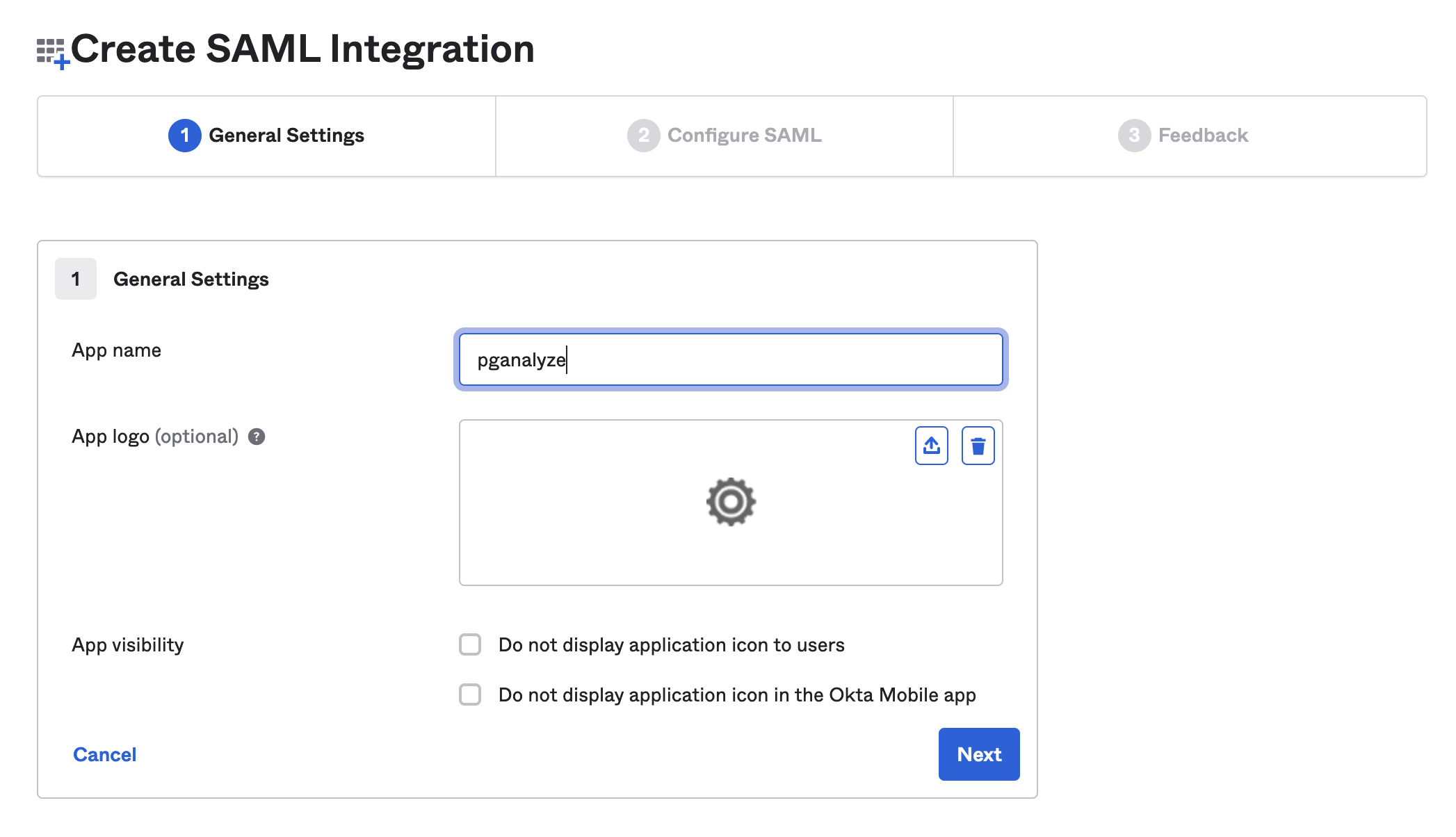 Screenshot of General Settings step