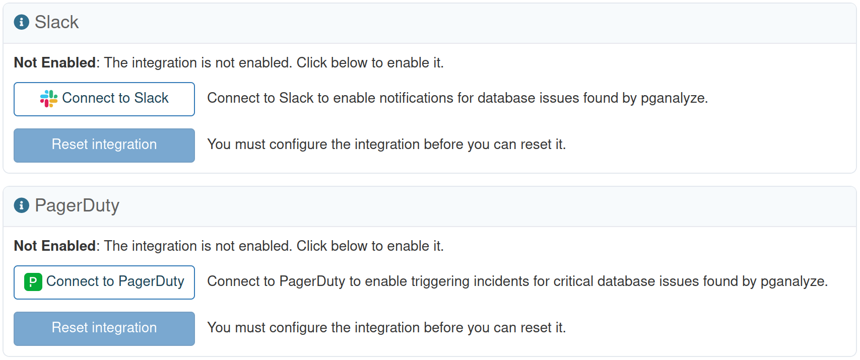 Screenshot of Organization Integrations