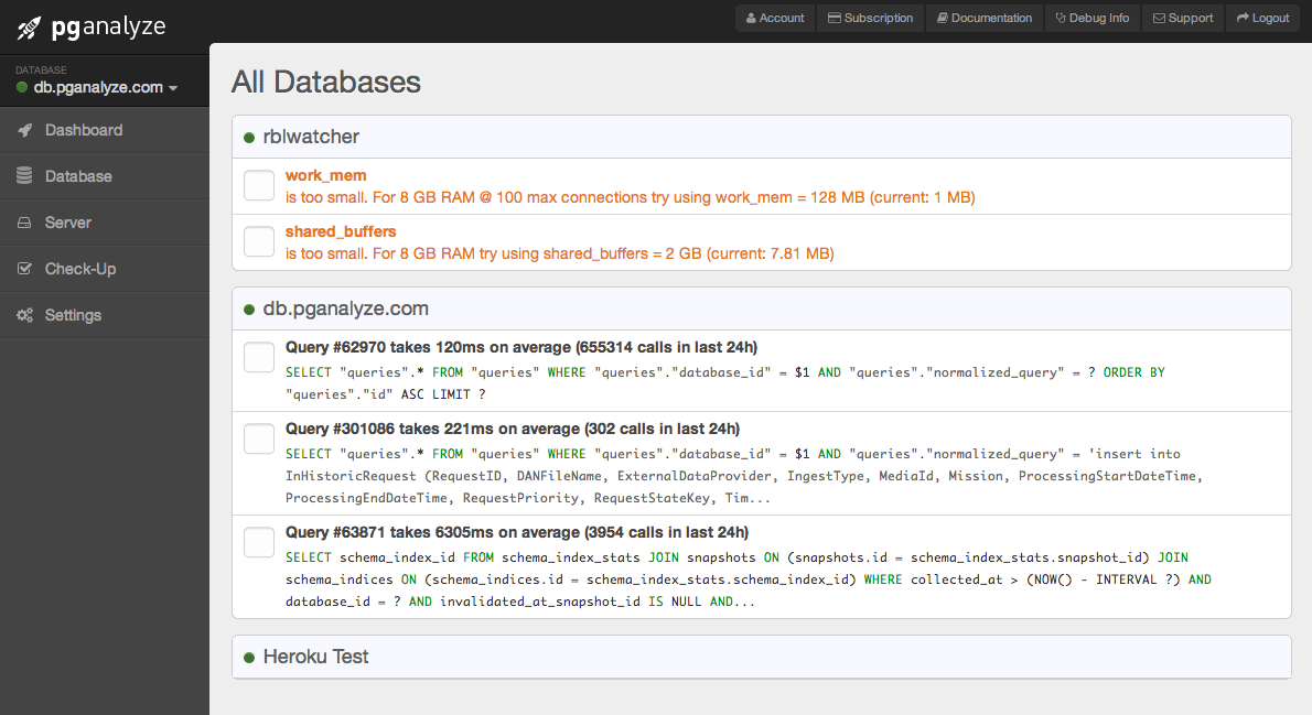 New Database Check-Up