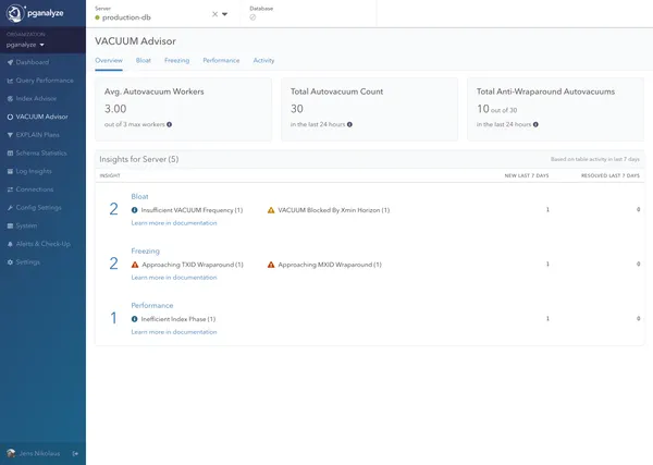 Screenshot of pganalyze VACUUM Advisor