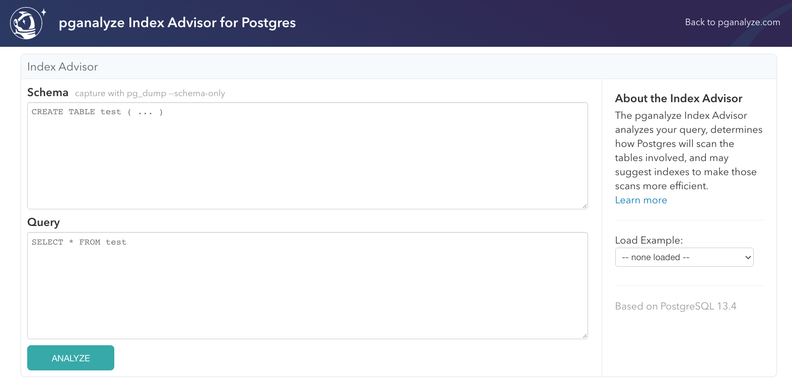 Standalone pganalyze Index Advisor tool