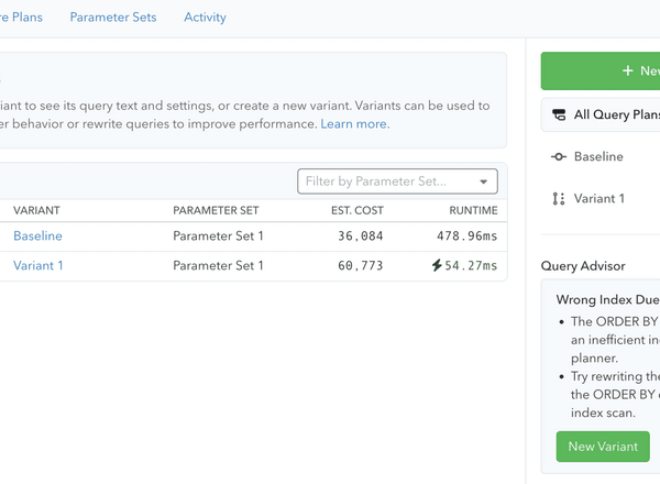 Screenshot of a workbook with performance improvement